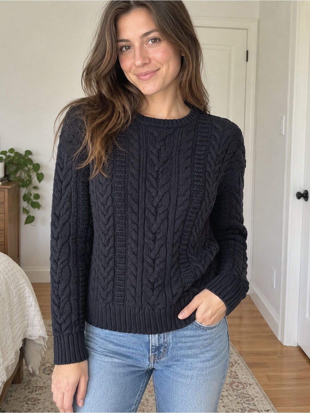Lauren Ralph Lauren Black Cable Knit Sweater Size S